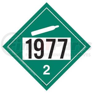 3472 by JJ KELLER - 1977 Placard - Division 2.2 Non-Flammable Gas - 4 mil Vinyl Permanent Adhesive