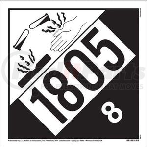 JJ Keller 45278 Hazmat Placard 1805 Placard Class 8 Corrosive - 3.4 Mil Vinyl with Adhesive