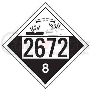 JJ Keller 4552 Hazmat Placard UN 2672 Hazard Class 8 Corrosive Polycoated Tagboard Hazmat Warning Placard