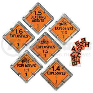JJ Keller 50146 Hazmat Placard Aluminum Flip Placard with 6 Worded Legends for Explosives with Unpainted Back Plate