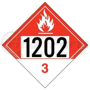 50170 by JJ KELLER - Hazmat Placard - UN 1202, Class 3, 176 lb Polycoated Tagboard, 10-3/4 in. Square