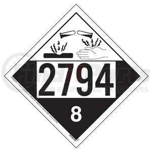 JJ Keller 50191 Hazmat Placard 2794 Placard Class 8 Corrosive - 3.4 Mil Vinyl with Adhesive