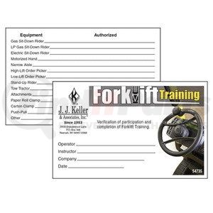 54735 by JJ KELLER - Forklift Training Wallet Card - English, 3-1/2" x 2-2/10", Pack of 10