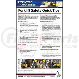 58742 by JJ KELLER - Safety Poster - Forklift Employee Awareness, English/Spanish, Laminated, 11.75 in. x 20 in