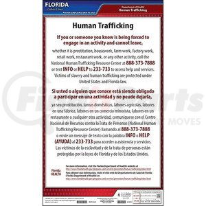 63092 by JJ KELLER - Florida Human Trafficking Poster - Laminated Poster