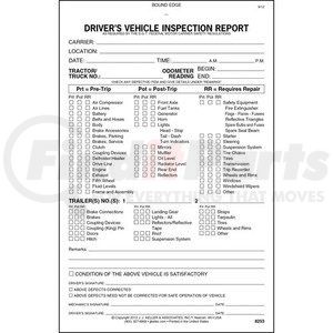 8253 by JJ KELLER - Detailed Driver's Vehicle Inspection Report With Pre-/Post-Trip, 2-Ply, Carbonless - Stock - 2-ply, carbonless, book format, 5-1/2" x 8-1/2"