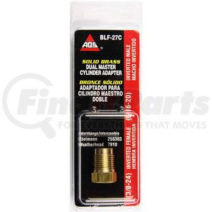 BLF-27C by AGS COMPANY - Brass Adapter, Female(3/8-24 Inverted), Male(9/16-20 Inverted), 1/card
