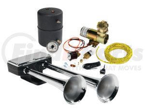 H00961EA by HADLEY - 15.5” CHROME BULLY AIR HORN KIT (vehicles without air)