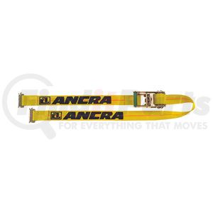 49021-20 by ANCRA - Ratchet Tie Down Strap - 144 in., Yellow, Polyester, Spring E Fittings, Heavy-Duty