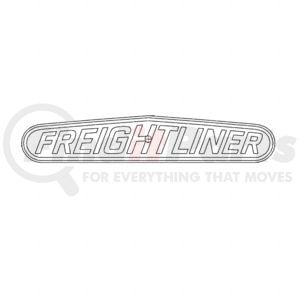 22-39676-001 by FREIGHTLINER - Emblem - Aluminum, 378.5 mm x 70.1 mm, 4 mm THK
