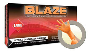 N483-L by MICROFLEX - Blaze® Powder-Free Nitrile Examination Gloves, Orange, Large