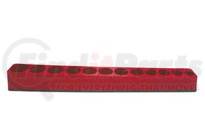 D3811 by MECHANIC'S TIME SAVERS - 3/8" Dr Deep/Straight Line 12-Hole Magnetic Socket Organizer Std Red