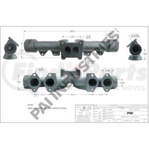 181017 by PAI - Exhaust Manifold - Center; Low Mount Cummins Engine L10/M11/ISM Application