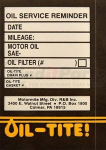 65288 by DORMAN - Oil Change Sticker - Door