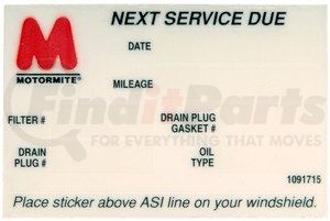 65287 by DORMAN - Oil Change Sticker - Window