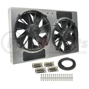 16838 by DERALE - Powerpack - High Output Dual 12" Electric RAD Fan/Aluminum Shroud Kit