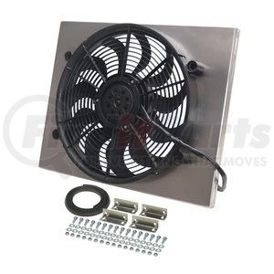 16822 by DERALE - Powerpack - High Output Single 17" Electric RAD Fan/Aluminum Shroud Kit