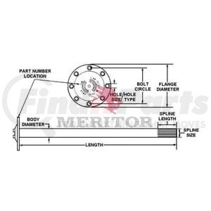 3202L9372 by MERITOR - AXLE SHAFT