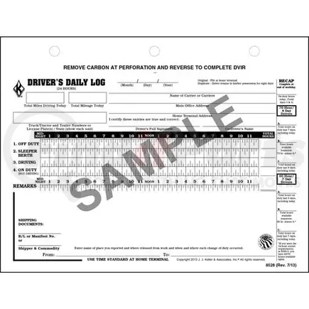 Driver's Daily Log Book w/Detailed DVIR, 70-Hour/8-Day Recap - Stock -  Stock Log (Part # 8559)