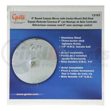 121 By Grote 8 Round Convex Mirrors With Center Mount Ball Stud Stainless Steel 121 By Grote 8 Round Convex Mirrors With Center Mount Ball Stud Stainless Steel