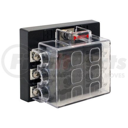 5601006 by BUYERS PRODUCTS - Fuse Block - 24V, 25 AMP, 6-Way, Clear, Plastic, with Cover