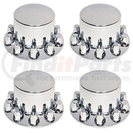 TR584-TWC by TORQUE PARTS - Wheel Cover - Rear, Chrome, Plastic, Universal, with 33mm Screw-on Spike Lug Nut Covers, for Semi Truck