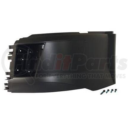 HDB010273L by VOLVO - Bumper Corner - 2015 - 2019 Volvo VNL Short Hood, with Fog Lamp Holes, Black Plastic, Left Side