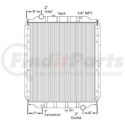 HDC010336PA by BLUE BIRD - RAD PLASTIC/ALUM; 1994-99 BLUEBIRD BUS; W/O OIL COOLER; W/ FRAME; HEATER RETURN TOP; 1 1/4 NPT BOTTOM