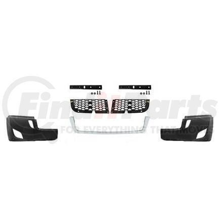 HDB010303 by FREIGHTLINER - BUMPER ASSEMBLY FRONT HD 18-21 CASCADIA LT/RT/CEN W/CHROME TRIM, WITH FOG LAMPS HOLES.