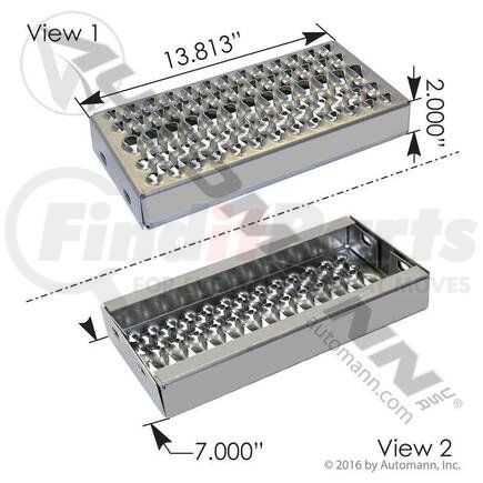 M75635 by AUTOMANN - 350 mm Aluminum Fuel Tank Step, 13.81 in. x 7.00 in. x 2.00 in., for Peterbilt