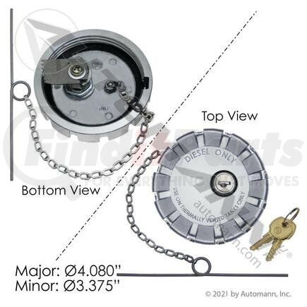 572.1043 by AUTOMANN - FUEL CAP 3IN-5.5 TPI SPECIAL L