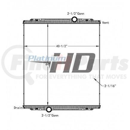 HDC011003PA by KENWORTH - Design Style  Plastic Aluminum  Height  44 Inches Width  40 7/16 Inches  Depth  2 1/16 Inches  Inlet  2 1/2 Inch Connection  Outlet  2 1/2 Inch Connection  Engine Oil Cooler  No  Trans Oil Cooler  No  Make  Kenworth  Model  T800  Start