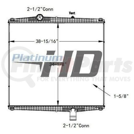 HDC011249PA by PETERBILT - Design Style  Plastic/Aluminum Height       34 1/8  Width	 38 15/16 Depth	 1 5/8 Inlet	 2 1/2 Inch Connection Outlet	 2 1/2 Inch Connection Engine Oil Cooler     No Trans Oil Cooler	 No Make	Peterbilt-Kenworth Model	579-T680 Start Year