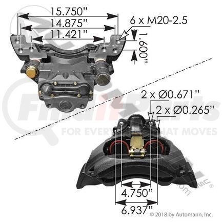 158.K081143 by AUTOMANN - AIR DISC BRAKE CALIPER W/CARRI