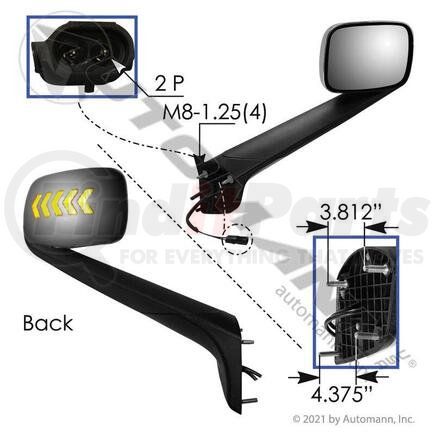 563.46092DCY by AUTOMANN - HOOD MOUNT MIRROR RH CHROME FR