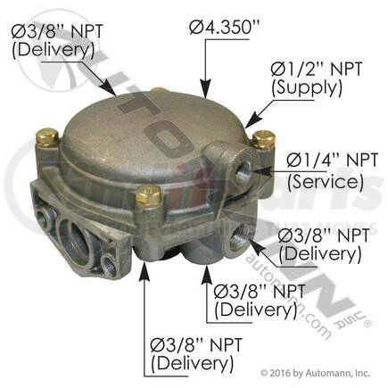 170.280375 by AUTOMANN - R6 RELAY VALVE LARGER 1/2IN BE