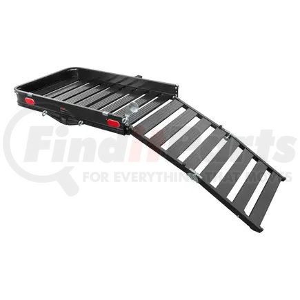 18112 by CURT MANUFACTURING - 50in. x 30in. Black Aluminum Hitch Cargo Carrier with Ramp (Folding 2in. Shank)