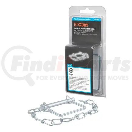 25035 by CURT MANUFACTURING - 5/16in. Safety Pin with 12in. Chain (3in. Pin Length; Packaged)
