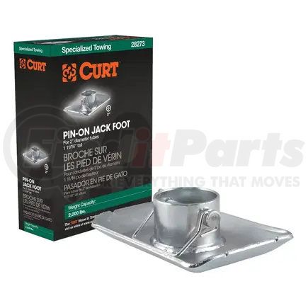 28273 by CURT MANUFACTURING - Pin-On Jack Foot (Fits 2in. Tube; 2;000 lbs; 1-11/16in. Height; Packaged)