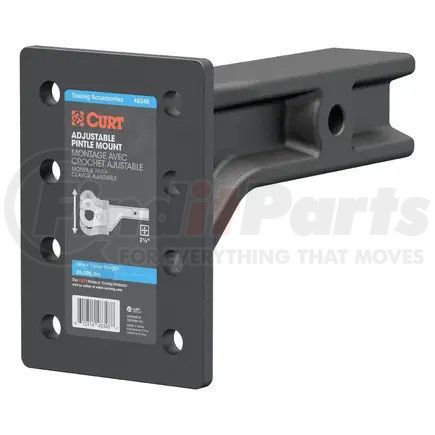 48348 by CURT MANUFACTURING - Adjustable Pintle Mount (2-1/2in. Shank; 20;000 lbs.; 7-1/4in. High; 10-3/4in. L