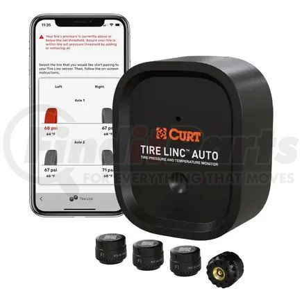57009 by CURT MANUFACTURING - CURT 57009 Tire Linc Auto Advanced TPMS Tire Pressure Monitoring System for Trailers; RVs