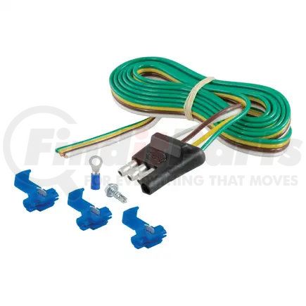 58349 by CURT MANUFACTURING - 4-Way Flat Connector Plug with 48in. Wires/Hardware (Trailer Side; Packaged)