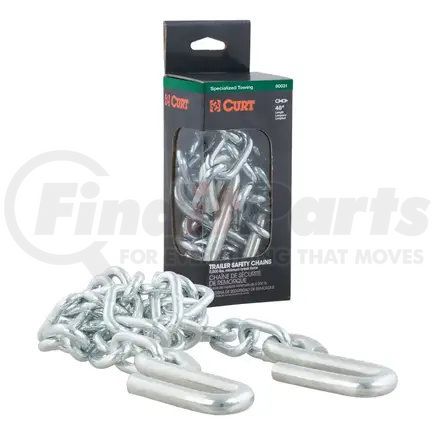 80031 by CURT MANUFACTURING - 48in. Safety Chain with 2 S-Hooks (5;000 lbs; Clear Zinc; Packaged)