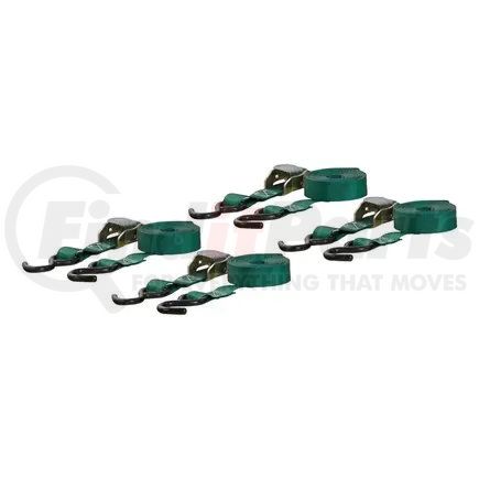 83016 by CURT MANUFACTURING - 16ft. Dark Green Cargo Straps with S-Hooks (300 lbs; 4-Pack)