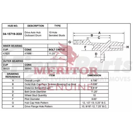 TDA 04 15719 002 by FREIGHTLINER - Hub Assembly - PreAdjusted, Rear Drive Wheel