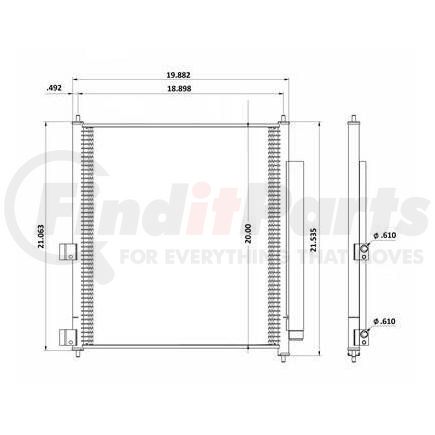 HDH010807 by NAVISTAR - Design  Parallel Flow  Height  18 7/8 Inches Width  20 Inches  Depth  5/8 Inches  Inlet  Block Fitting  Outlet  Block Fitting  Make  International Model  MV Start Year  2019 End Year  2020 Reference  2519432C1, 13480