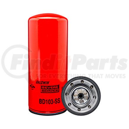 BD103-SS by BALDWIN - Engine Oil Filter - Severe Serv. Dual-Flow Lube Spin-On used for Cummins Engines
