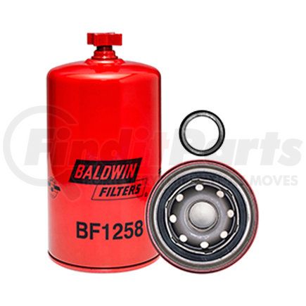 BF1258 by BALDWIN - Fuel Water Separator Filter - Spin-On, with Drain
