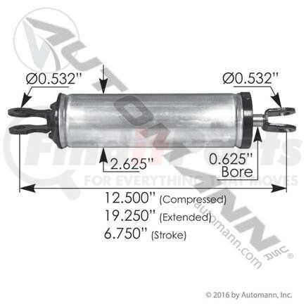 KP2524R by AUTOMANN - Fifth Wheel Trailer Hitch Air Cylinder - 12.75"-19.25", 2-1/2" Bore, 6-3/4" Stroke