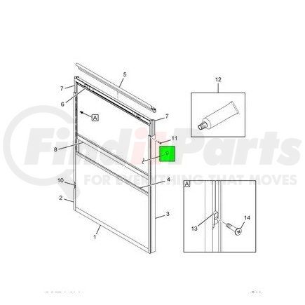 2205456C3 by NAVISTAR - Window Glass - Laminated Split Sash Passenger Window